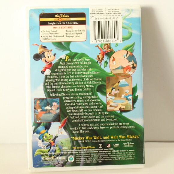 Disney Fun And Fancy Free DVD - Picture 2 of 2